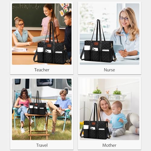 Bolso tote grande resistente al agua para mujeres KKXIU, con 17 bolsillos y cierre con cremallera superior, ideal para profesoras y enfermeras en el trabajo o la escuela miniatura 7