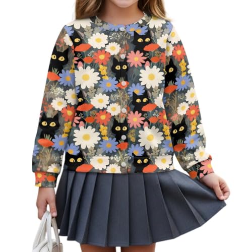 Image of Girls Cardigans Sweater Long Sleeve Crew Neck Button Down Sweaters School Outerwear for Kids Fall Winter Tops