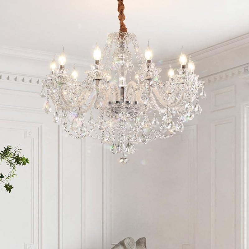 Przezroczysty kryształowy żyrandol salon i jadalnia żyrandol E14 * 6 świeca żyrandol willa sypialnia moda świeca lampa 60 cm
