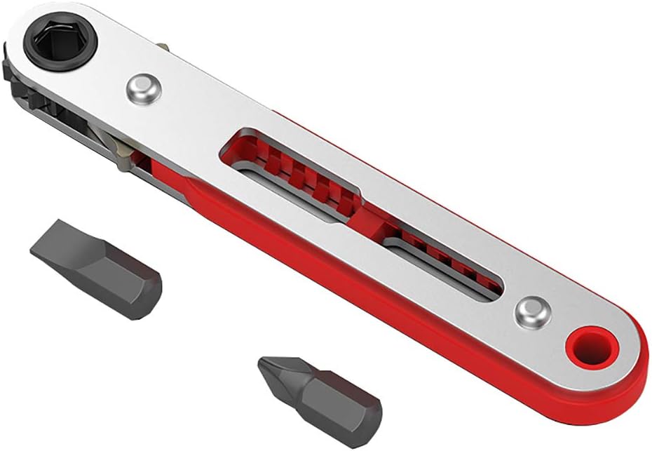 Toolcool Mini Ratchet Wrench Screwdriver 1/4 Inch Hex Screwdriver Bit Drive Ratchet Wrench Magnetic Comes with Flat Head and Phillips Head Screwdriver Bit