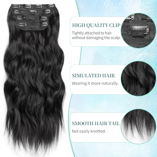 Image of KooKaStyle Wavy Thick Clip in Hair Extensions 16 inch Black