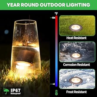 Varmtalys LED Well Lights Low Voltage Outdoor - IP67 Waterproof 12V Ground Fixture, Warm White & Cool White Hard-Wired Landscape Lighting, ORB Aluminum for Wall Walkway Patio 9W 700LM 6 Pack