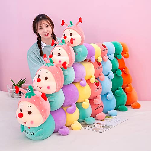Lindo Juguete Colorido de Peluche de Oruga Fresa Almohada de Oruga Muñeco de Peluche para niñas/Parejas Regalo Colorido 110cm