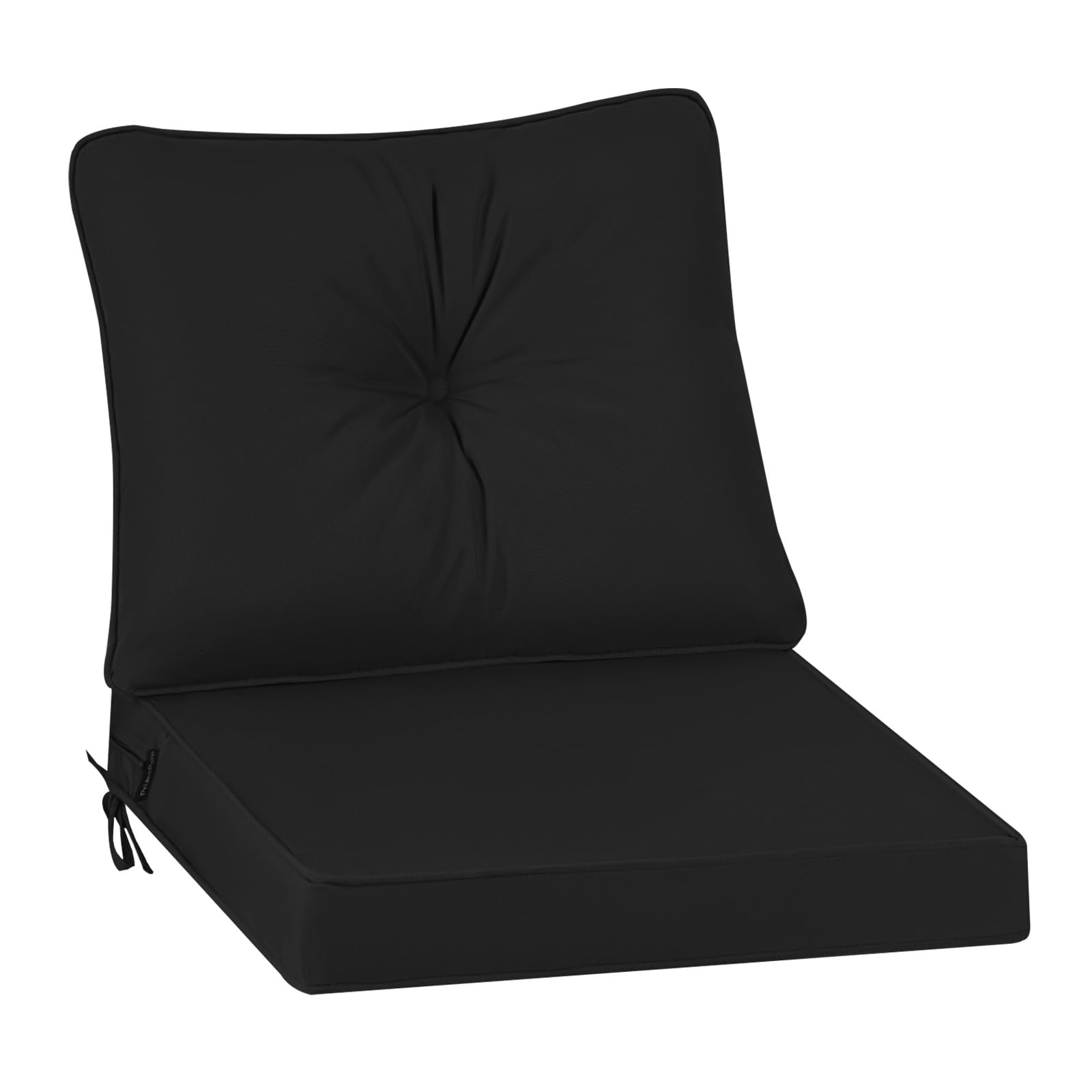 PRIMEPATIO Outdoor Garden Chair Cushion with Backrest, 7cm Thick Waterproof Patio Seat Pad for Low-Back Sofa Chairs, Replacement Garden Furniture Cushion with Ties, 50 x 50cm, Grey — view 13