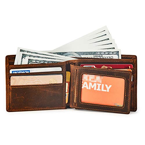 Top Grain Leather Minimalist Wallet For Men Rfid Blocking Vintage Handmade Card Holder Bifold Slim Wallet Gift Box #TOP1