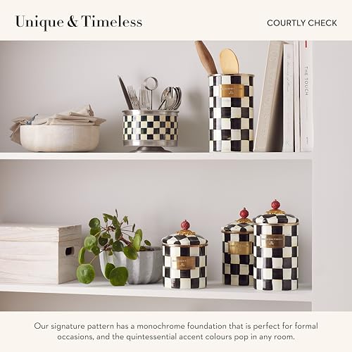 MACKENZIE-CHILDS-Enamel-Utensil-Holder-Kitchen-Utensil-Holder-for-Countertop-Storage-Caddy-Black-and-White-Courtly-Check MACKENZIE CHILDS Enamel Utensil Holder Kitchen Utensil Holder for Countertop Storage Caddy Black and White Courtly Check