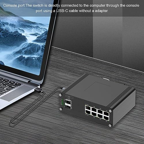 Image of Industrial Gigabit Managed Switch - 8 Ports 10 /100 /1000Mbps Web Management DIN Rail Ethernet Switch with 2 SFP Slots, Network Switch Support Ring Network, VLAN, STP /RSTP