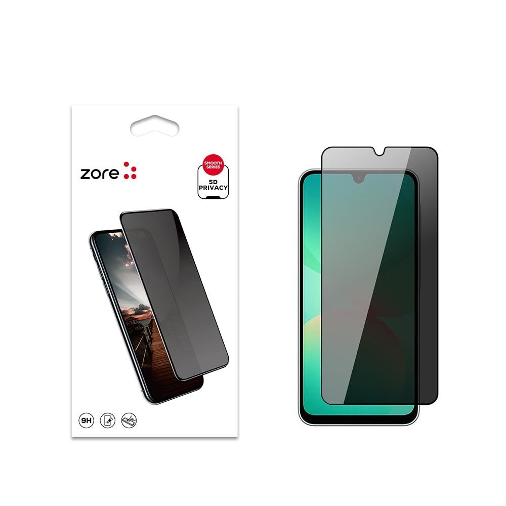 Zore Galaxy ile uyumlu A26 New 5D Privacy Temperli Ekran Koruyucu Siyah