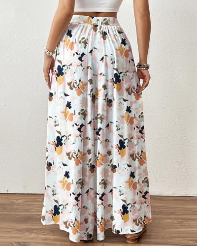 Image of Bsubseach Women Wide Leg Pants Floral Flowy Palazzo Pants
