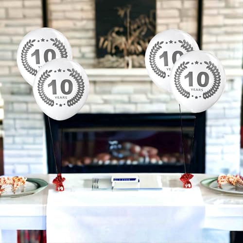 Year Latex Balloons 12 Count, Reunion Balloons for Anniversary Birthday Party Decorations, Retirement Years Event Balloons Celebration, Years in Business Opening 12 Inch Standard Size (10 Years) - Image 3