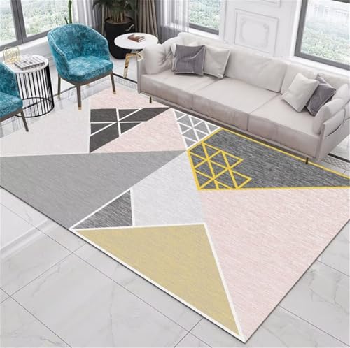 Tapis enfant chambre lavable et confortable rose gris - 2