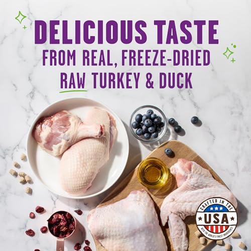 Image of Stella & Chewy's Meowfulls Freeze Dried Cat Treats - Turkey & Duck Recipe - Raw Protein with Probiotics & Salmon Oil - 1 Calorie Per Treat - 1.5 oz