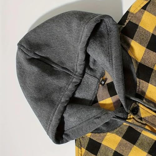 Mens Classic Plaid Jacket Button Down Hooded Sweatshirt with Chest Pocket Long Sleeve Casual Stylish Hoodies4