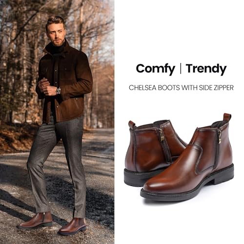 Image of OKKO Mens Chelsea Boots Genuine Leather Dress Boots for Men Classic Stylish Casual Slip On Ankle Boot for Men