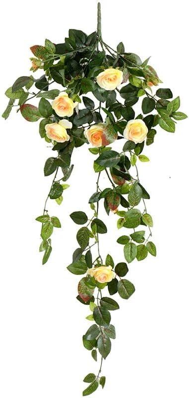 Miniatura 4 de Sunnyskar Flores artificiales de seda con hojas de seda para colgar en la pared, flores artificiales, flores de rosas para decoración de balcón,