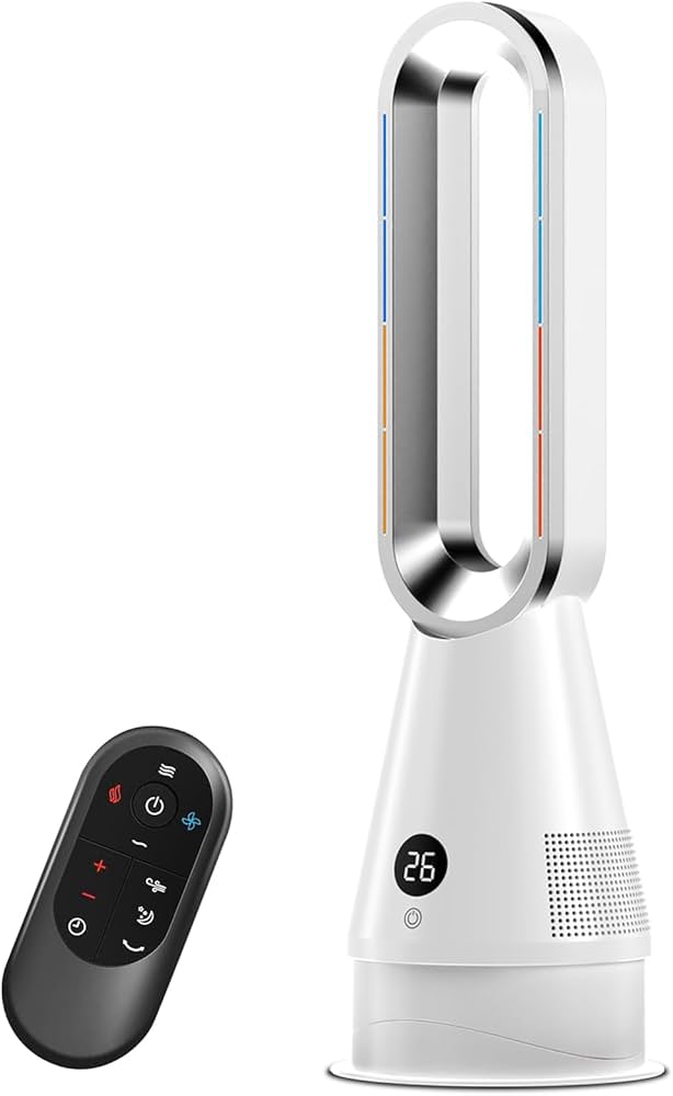 新品未使用　羽なしセラミックヒーター　冷暖兼用 リモコン付 転倒自動OFF 1.jpg