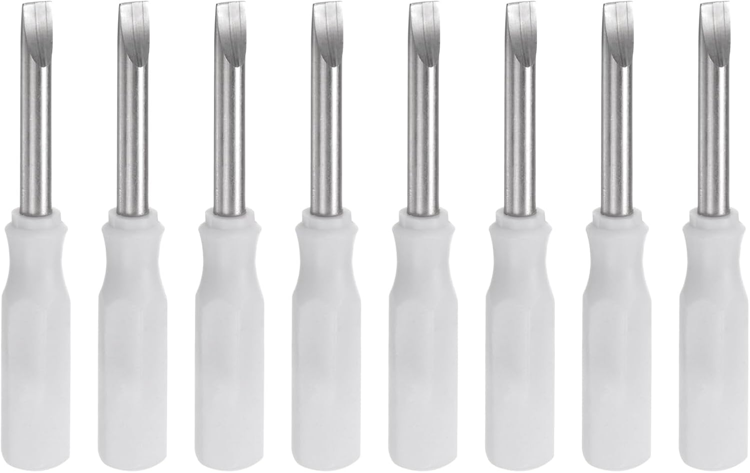 HARFINGTON 2Pcs SL3.0 Mini Slotted Screwdriver 3mm Magnetic Flat Head 45mm Length for Small Appliances Repairs, White