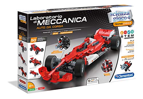 Clementoni - 19038 - Scienza e Gioco - Laboratorio di Meccanica - Auto da corsa, 8 anni +