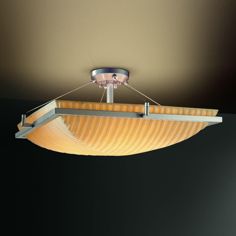 Justice Design Group PNA-9782-25-SMTH-DBRZ Porcelina Collection Square Semi-Flush Bowl Light Fixture with Ring, 24"