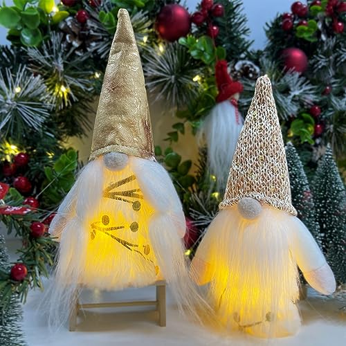 Gnomi Natalizi Luminosi Piccoli, Gnomi Di Natale Regali, Babbo Natale Pupazzo Di Neve Natalizio Peluche Con Led Luci Incorporate, Decorazioni Natalizie Per La Casa, Addobbi Natalizi Per Albero (A)