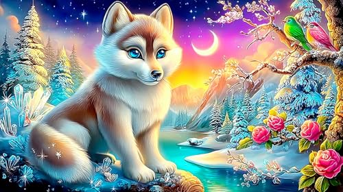 Rompecabezas de lobo de 1000 piezas para adultos en cartón reciclado de 75x50 cm