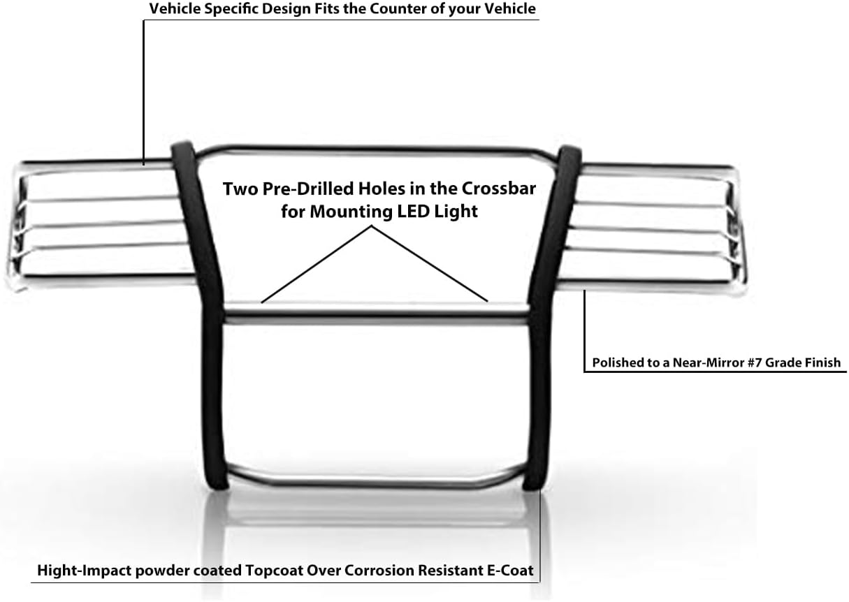 Black Horse Grille brush Bumper Guard Modular SS Compatible with 09-10 Dodge Ram 1500|11-18 Ram 1500|19-24 Ram 1500 Classic(Excl.Rebel & Warlock Trims)-17DG109MSS