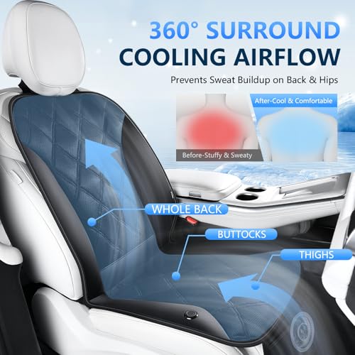 Image of FLORICH Cooling Car Seat Cover Ventilated Cooling Car Seat Cushion with 3-Speed Adjustable Cooling Seat Pad Universal Fit Car SUV Truck Van for Summer Driving, Black