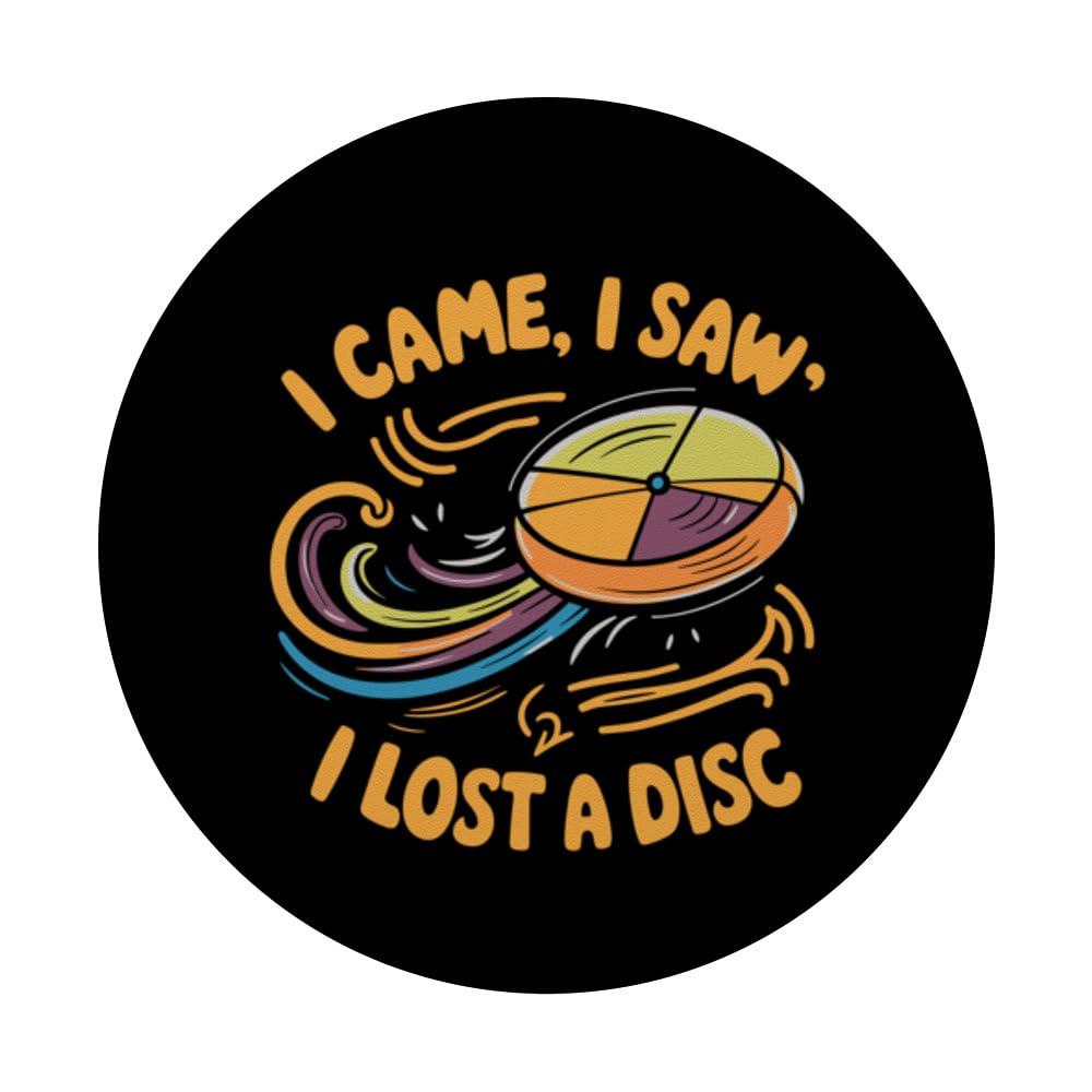 Retro Disc Golfing Disc, I Lost A Disc Quote, Disc Golf PopSockets Swappable PopGrip, Black - Image 3