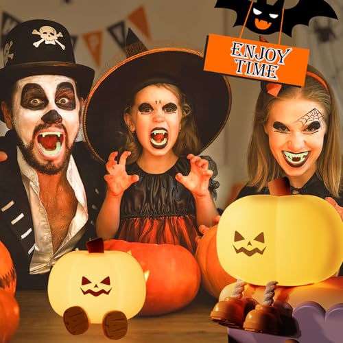 Image of 1PCS Children's Night Light Halloween, Decorative Light, 3 Mode Pumpkin Night Light, Rechargeable LED Touch Food Grade Silicone, Nursery Baby Room, Best Gift