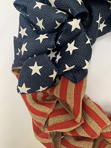 24 Inch Summer Patriotic Front Door Wreath 4Th July Independence Day Wreath America Patriotic Flag Burlap Farmhouse Wreath Memorial Day Americana Wreaths For Front Door Window Christmas Decor #TOP3