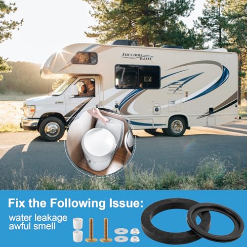 Image of 385311652 385311658 RV Toilet Seal, 385311652 RV Toilet Gasket & 385311658 RV Toilet Flush Seal Compatible with Dometic 300 /310 /320 Toilet, 2 in 1 Seal Kit