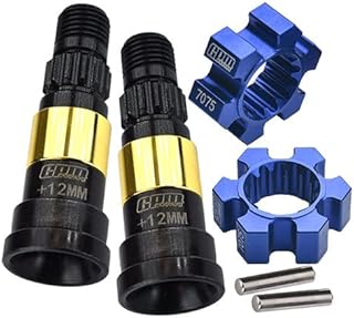 Harden Steel #45 Front Or Rear CVD Joint (+12mm) + Aluminum 7075-T6 Wheel Hex Hubs for 1:5 Traxxas X Maxx 8S Monster Truck Upgrades - Blue