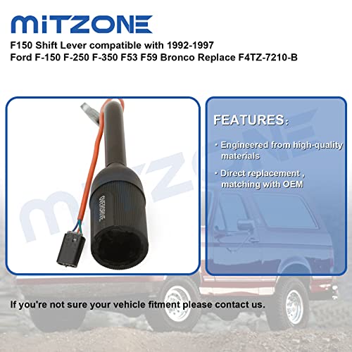 Mitzone F150 Shift Lever Compatible With 1992-1997 Ford F-150 F-250 F-350 F53 F59 Bronco Replace F4Tz-7210-B #TOP2