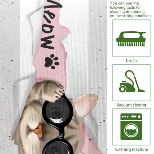 Tapis de cuisine antidérapants motif chat noir pour maison propre - 5