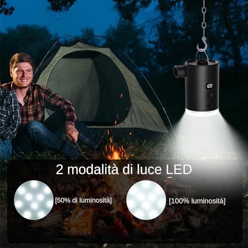 Pompe électrique pour gonflables de camping sans fil avec lanterne intégrée - 3