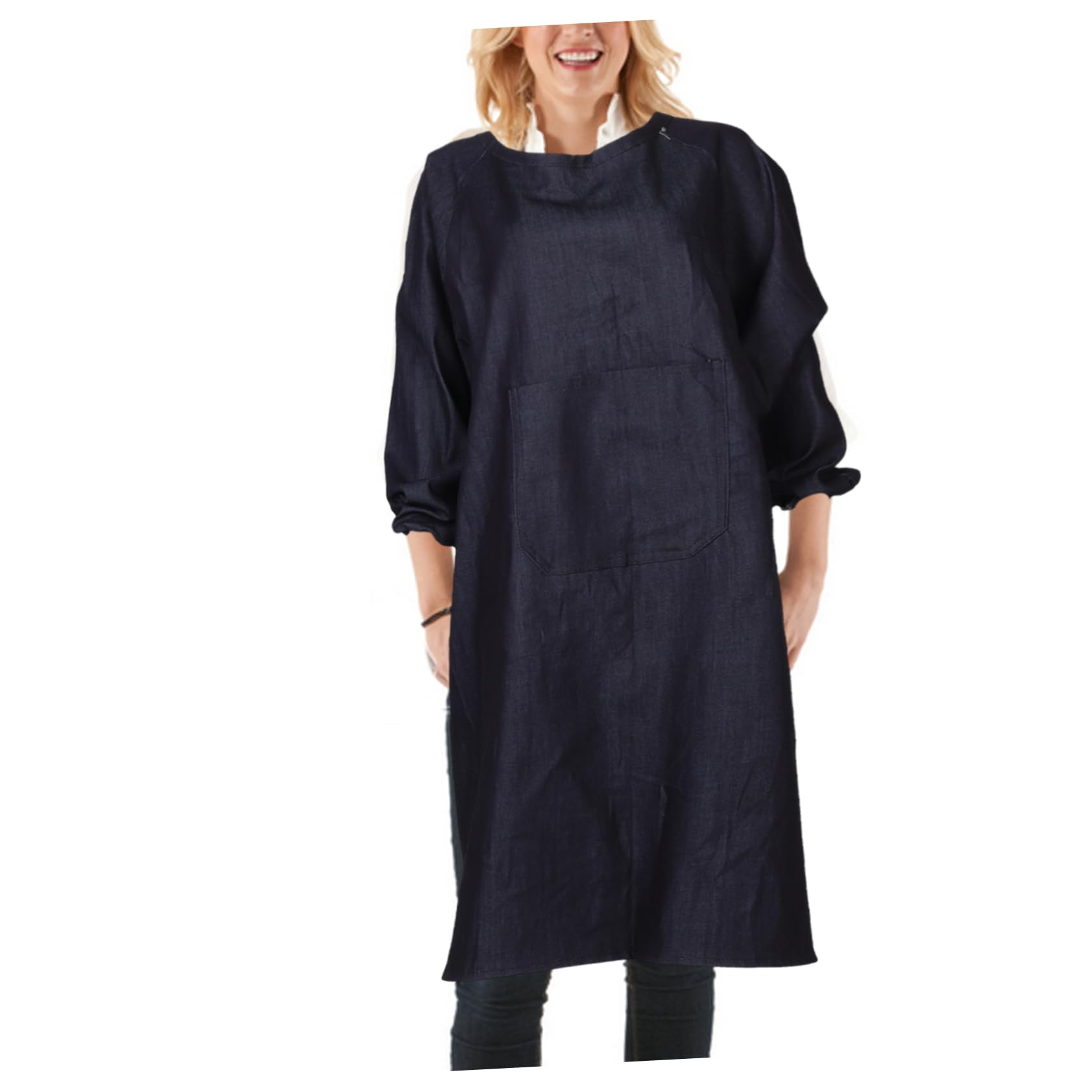 Delantal De Trabajo Antimanchas y Reversible De Manga Larga, Talla Grande, Tejido Grueso Resistente Para Protección Laboral, Con Bolsillos Multifuncionales, Uso Industrial y Cocina, 1 Unidad