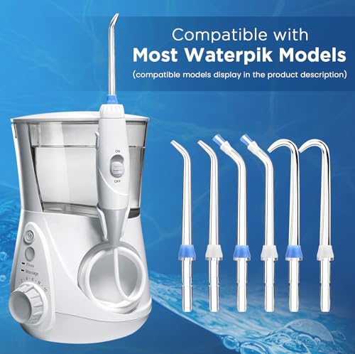 Image of Replacement Tips for Waterpik, Water Flosser Replacement Heads Parts for Waterpik Oral Irrigator(2 Classic Jet Tips + 2 Plaque Chaser Tips + 2 Implant Denture Tips + Storage Case Combo)