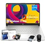 HP 14in Laptop for Student&Business - Office Lifetime & Windows 11Pro, HD Display, Bright View, Ultra Light, Webcam, WiFi, 16GB RAM, 128GB eMMC & 256GB Extend Micro SD, DVD Drive, Silver