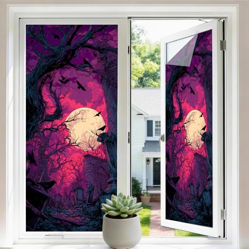 Vinilo decorativo para ventana bosque espeluznante 17.3 x 39.3 in miniatura 1