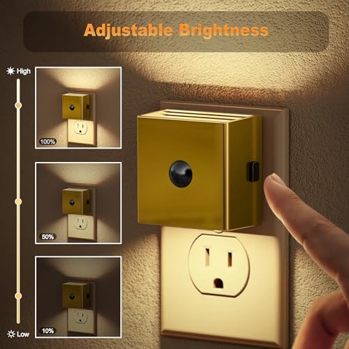 Image of JandCase Motion Sensor Night Light, Night Lights Plug into Wall with Adjustable Brightness, Motion Activated Night Light, 3000K Warm White, for Kids Bathroom Hallway Kitchen Bedroom