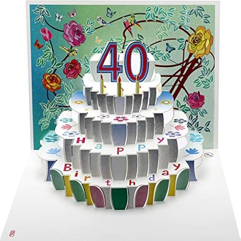 Forever Cards Pop Up Birthday Card 40th Birthday Floral Cover