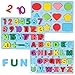GEMEM Alphabet and Number Puzzle Set Wooden Upper Case Letter Number and Shape Learning Puzzles Board Toy, Ideal of Educational Matching Game for 3 4 5 Years Old Toddlers Boys Girls Set of 3