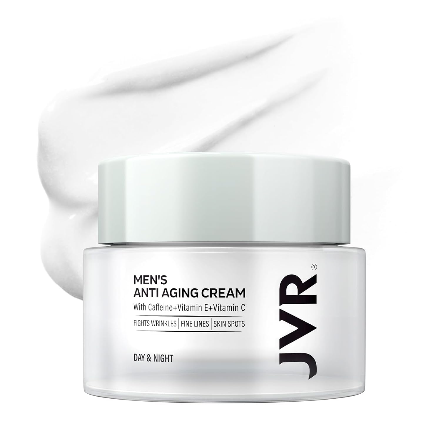 JVR Face Cream for Men, Anti-Ageing Day & Night Cream, Moisturising Cream Against Ageing & Dark Circles for All Skin Types with Caffeine, 50 ml (Fresh)