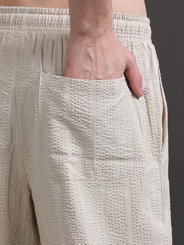 Image of StitchX Men's Airport Look Textured Seersucker Cotton Jogger Trousers S-4XL
