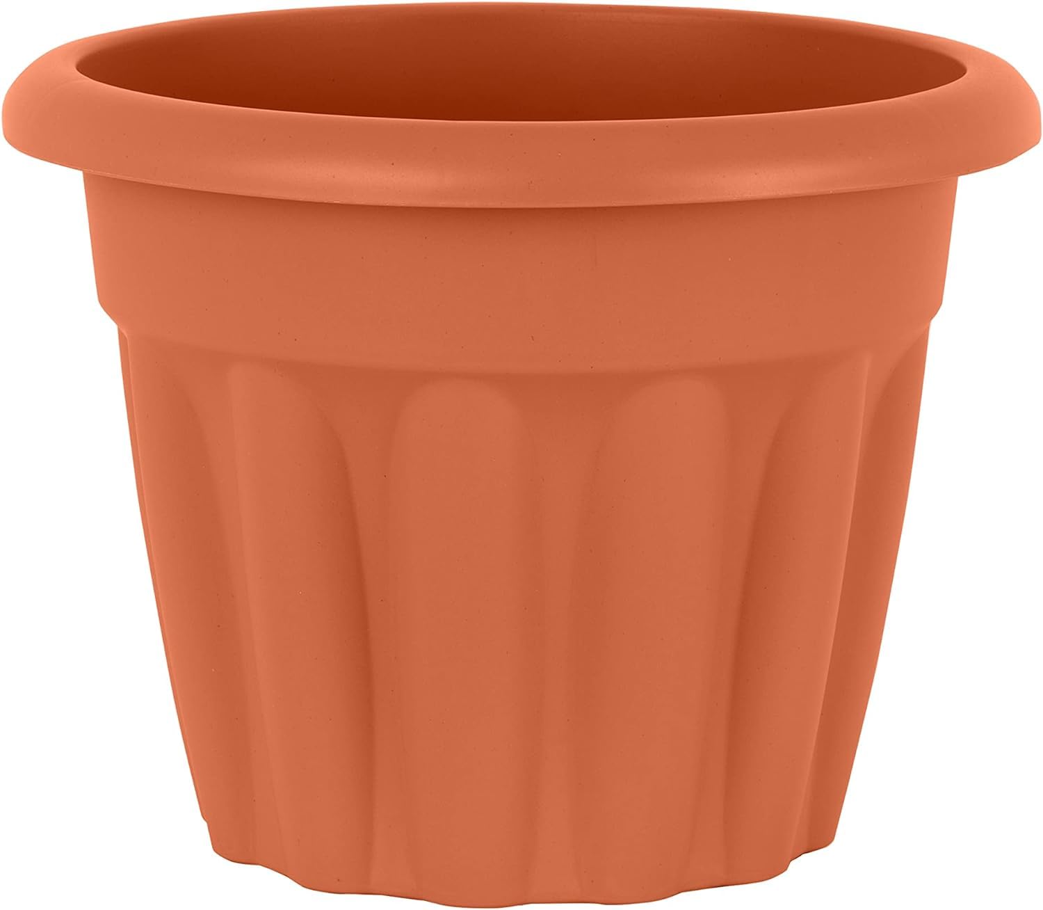 M1SS Round Plastic Flower Pot Garden Planter Plant Container Indoor Outdoor Decoration Traditional For Home Office Garden- Terracotta (33cm)