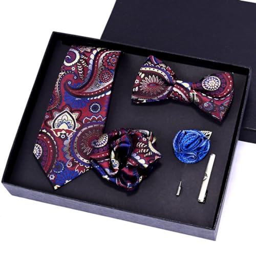 Set de corbata y accesorios para hombre, 7 piezas