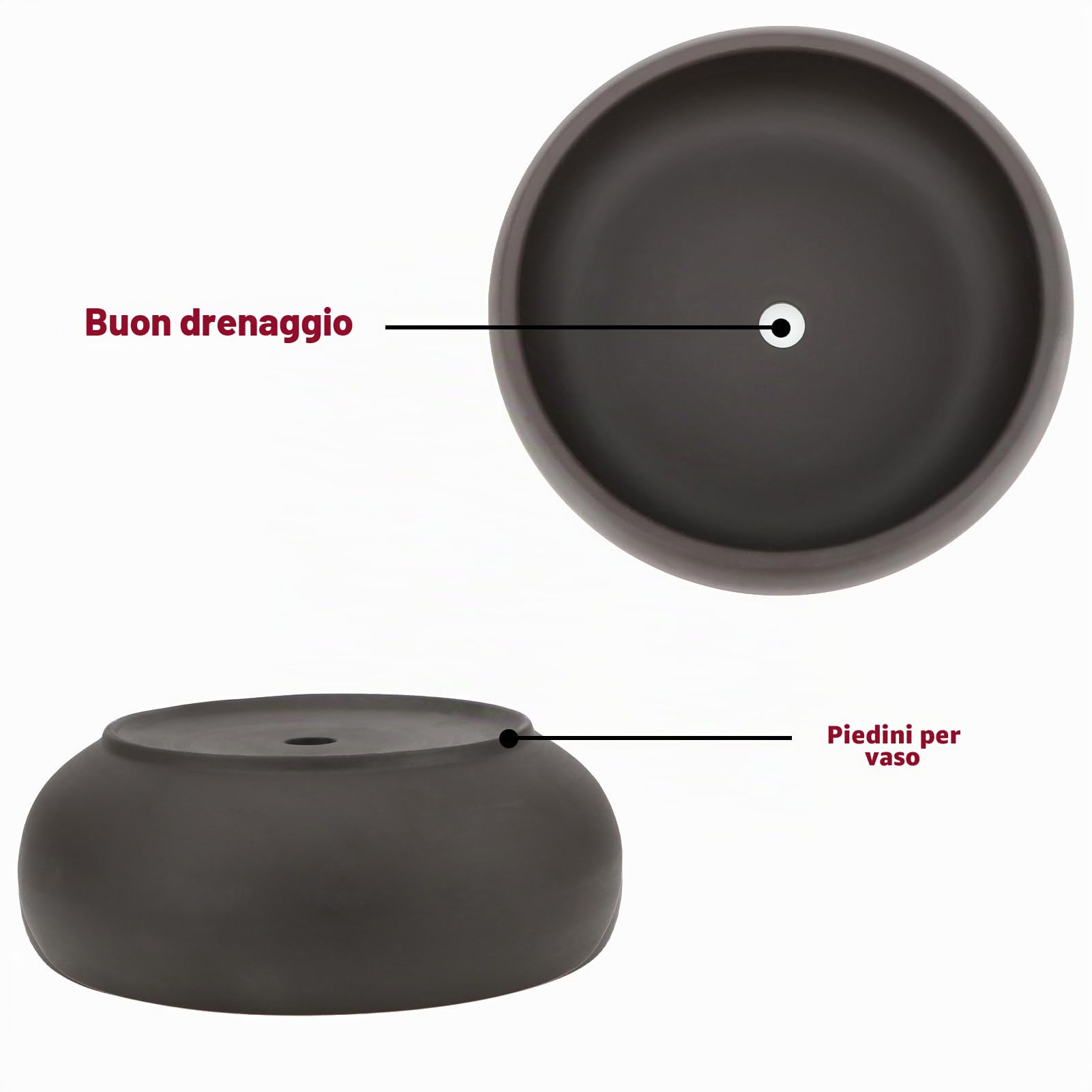 Vaso per bonsai da 15,2 a 20,3 cm, rotondo, in ceramica non smaltata, per piante grasse + schermo di drenaggio