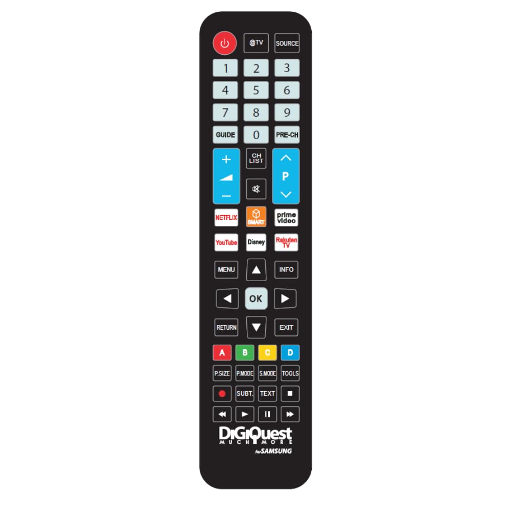 Digiquest Telecomando compatibile con tutti i modelli TV a marchio SAMSUNG TV, LCD, LED, PLASMA e 4K, Tasti fluorescenti e dedicati alle piattaforme streaming, Già configurato e pronto all’uso