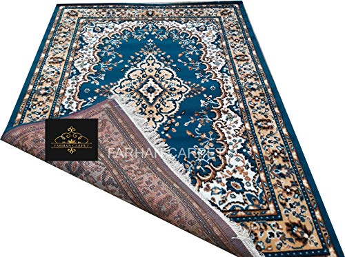 Image of Floral Rectangular Carpet Velvet Touch 6.0X 8.0 Feet Till Blue E