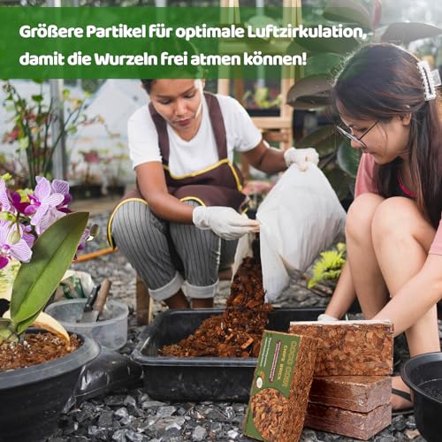GOTVUGE Kokoschips Pflanzen Substrat, Bio Kokosnussschalenziegel mit niedrigem EC- und pH-Ausgleich, leicht erweiterbares Kokosfaser-Mulchmedium für Gartenblumen & Reptilienbeete (1 Stück)